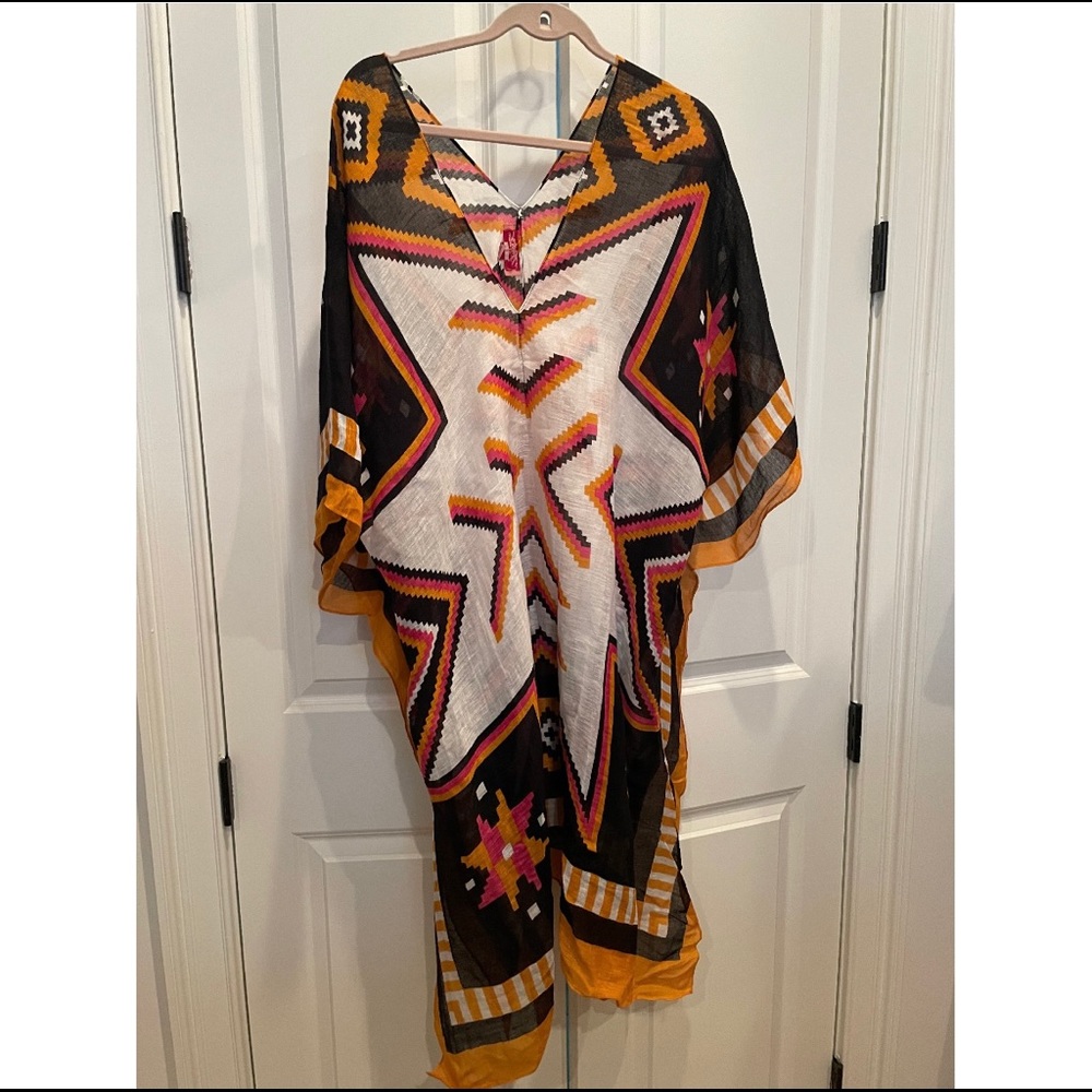 Theodora and Callum linen caftan coverup